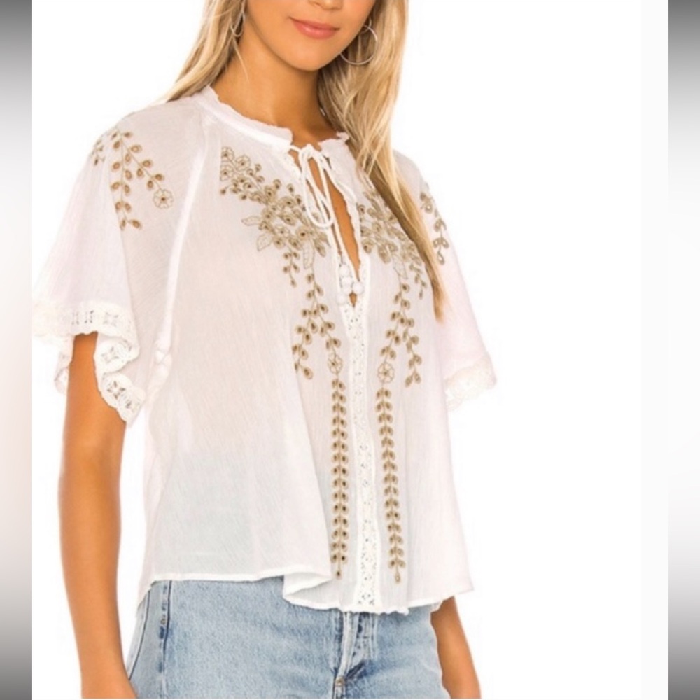 FREE PEOPLE Gorgeous embroidery White top sz S